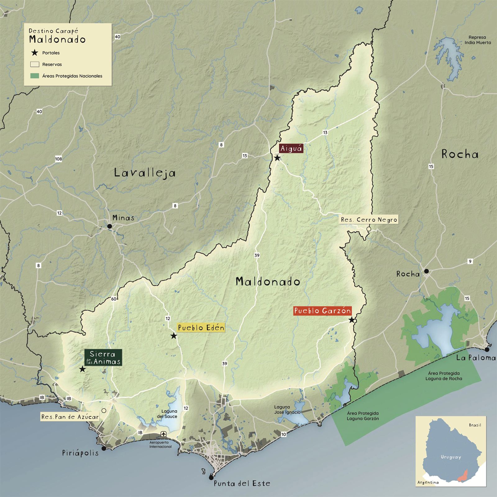 Mapa del territorio de Destino Carapé